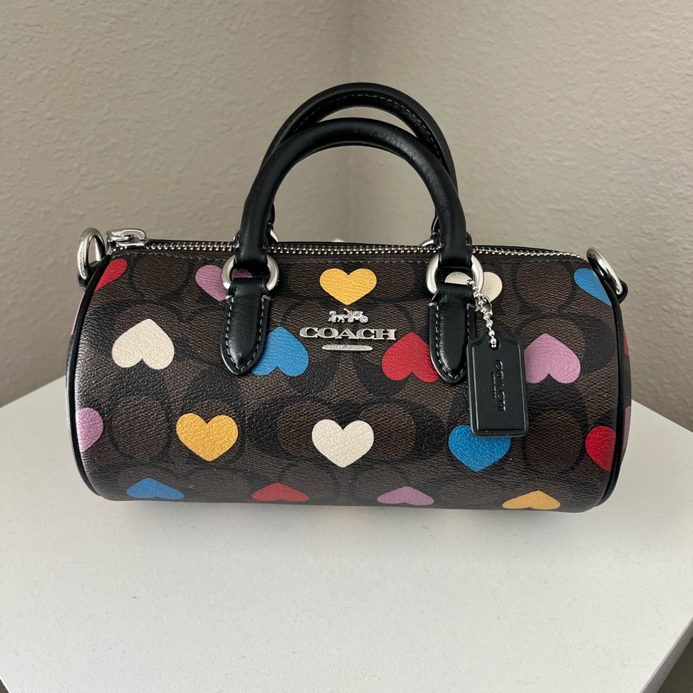 Coach Heart Print Lacey Bag in Brown and Multicolor